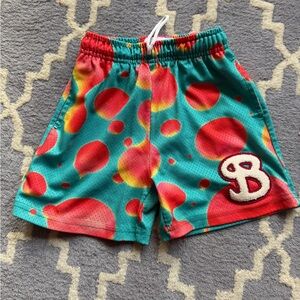 Bucket Squad Vibrant Teal and Red/ orange Kids Shorts